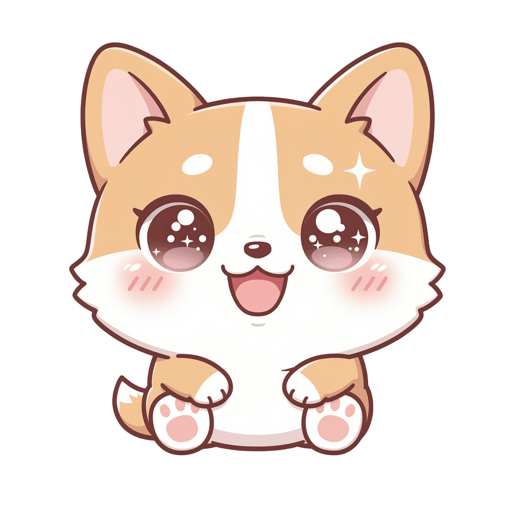 Corgi — happy Corgi Twitch emote — happy, Kawaii style