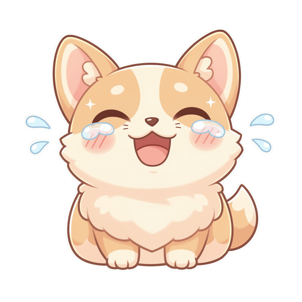 Corgi — laughing Corgi Twitch emote — laughing, Kawaii style