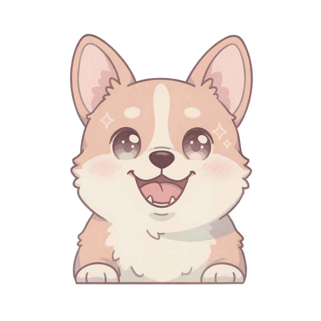 Corgi — happy Corgi Twitch emote — happy, Pastel style