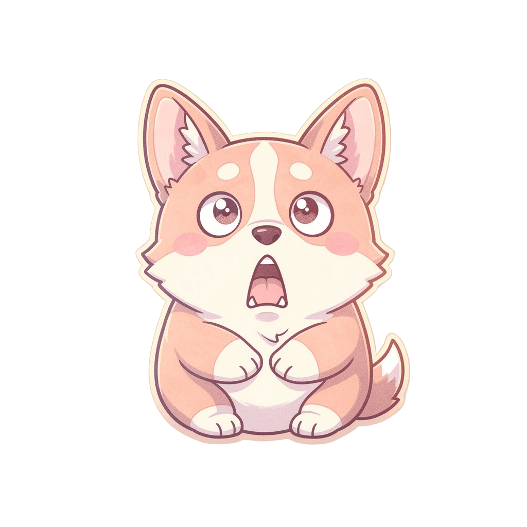 Corgi — surprised Corgi Twitch emote — surprised, Pastel style
