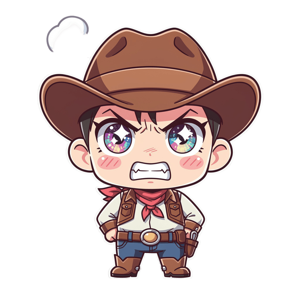 Cowboy — angry Cowboy Twitch emote — angry, Anime style