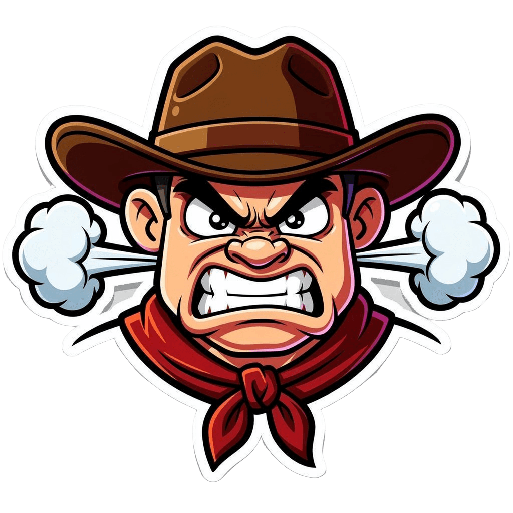 Cowboy — angry Cowboy Twitch emote — angry, Cartoon style