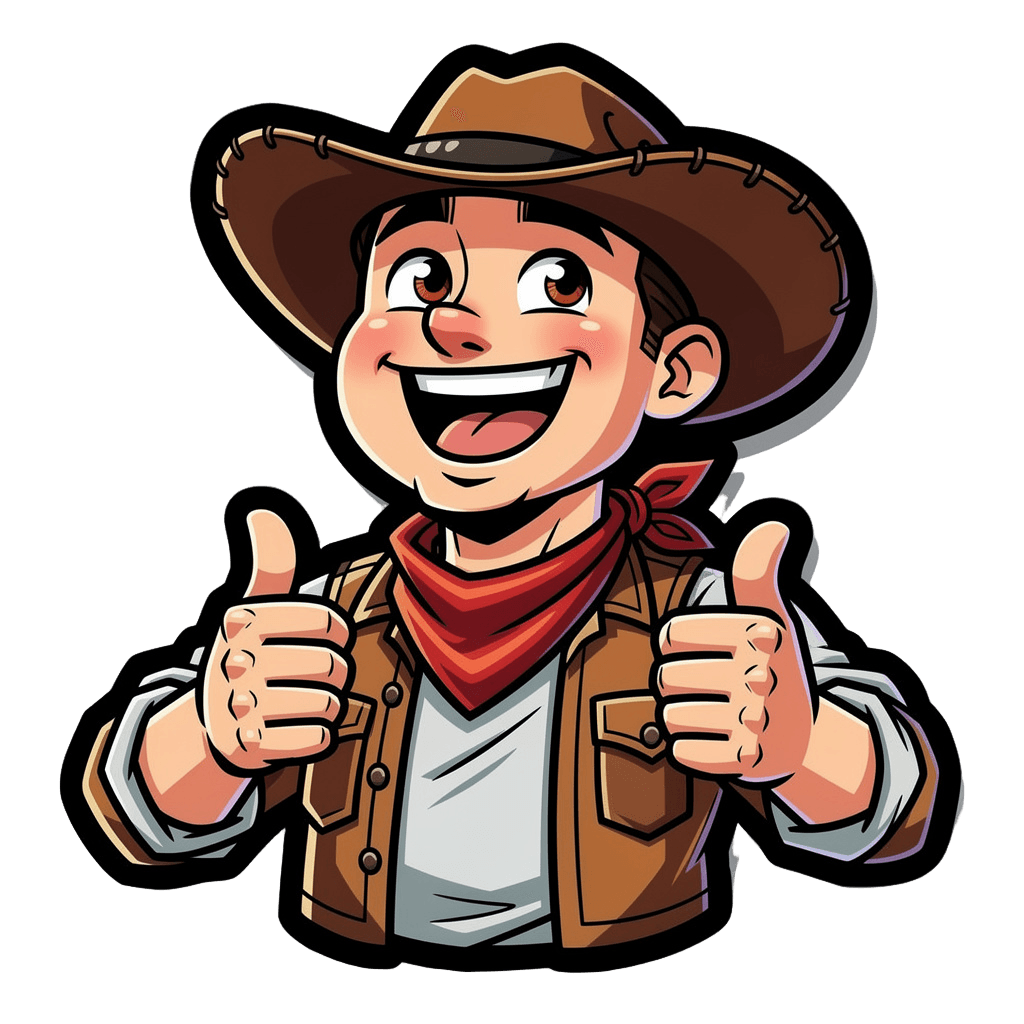 Cowboy — happy Cowboy Twitch emote — happy, Cartoon style