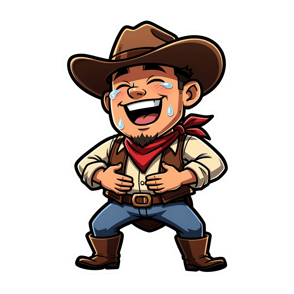 Cowboy — laughing Cowboy Twitch emote — laughing, Cartoon style