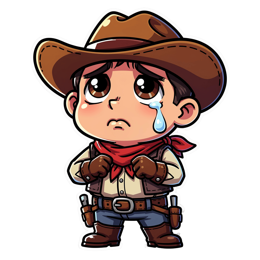 Cowboy — sad Cowboy Twitch emote — sad, Cartoon style