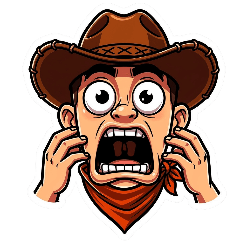 Cowboy — surprised Cowboy Twitch emote — surprised, Cartoon style