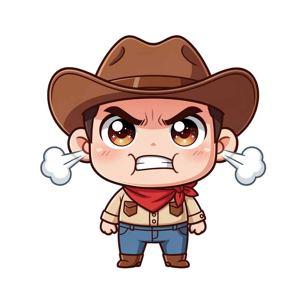 Cowboy — angry Cowboy Twitch emote — angry, Chibi style
