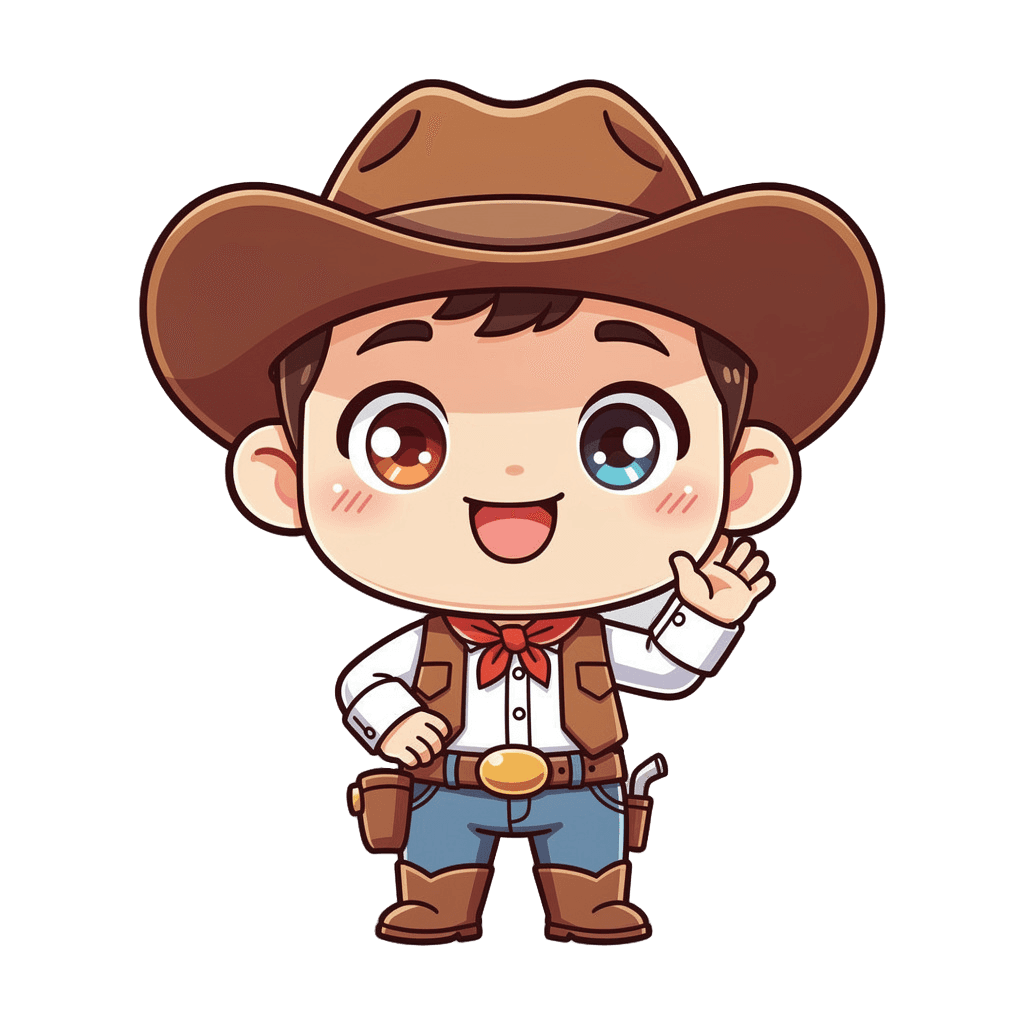 Cowboy — happy Cowboy Twitch emote — happy, Chibi style