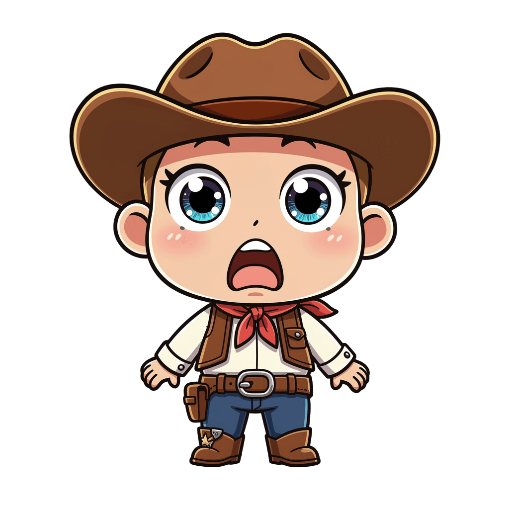 Cowboy — surprised Cowboy Twitch emote — surprised, Chibi style