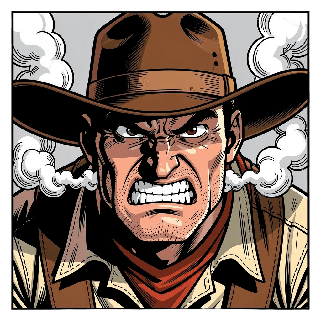 Cowboy — angry Cowboy Twitch emote — angry, Comic style