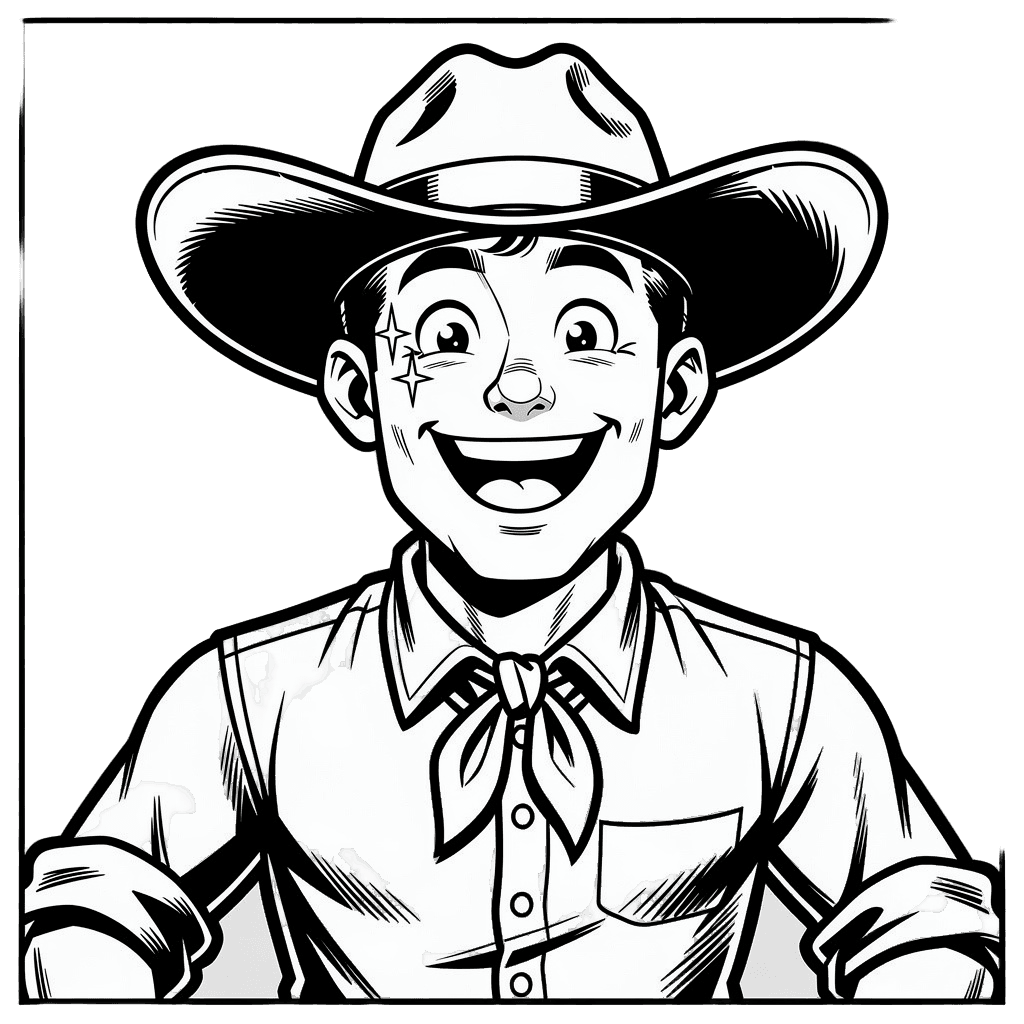 Cowboy — happy Cowboy Twitch emote — happy, Comic style