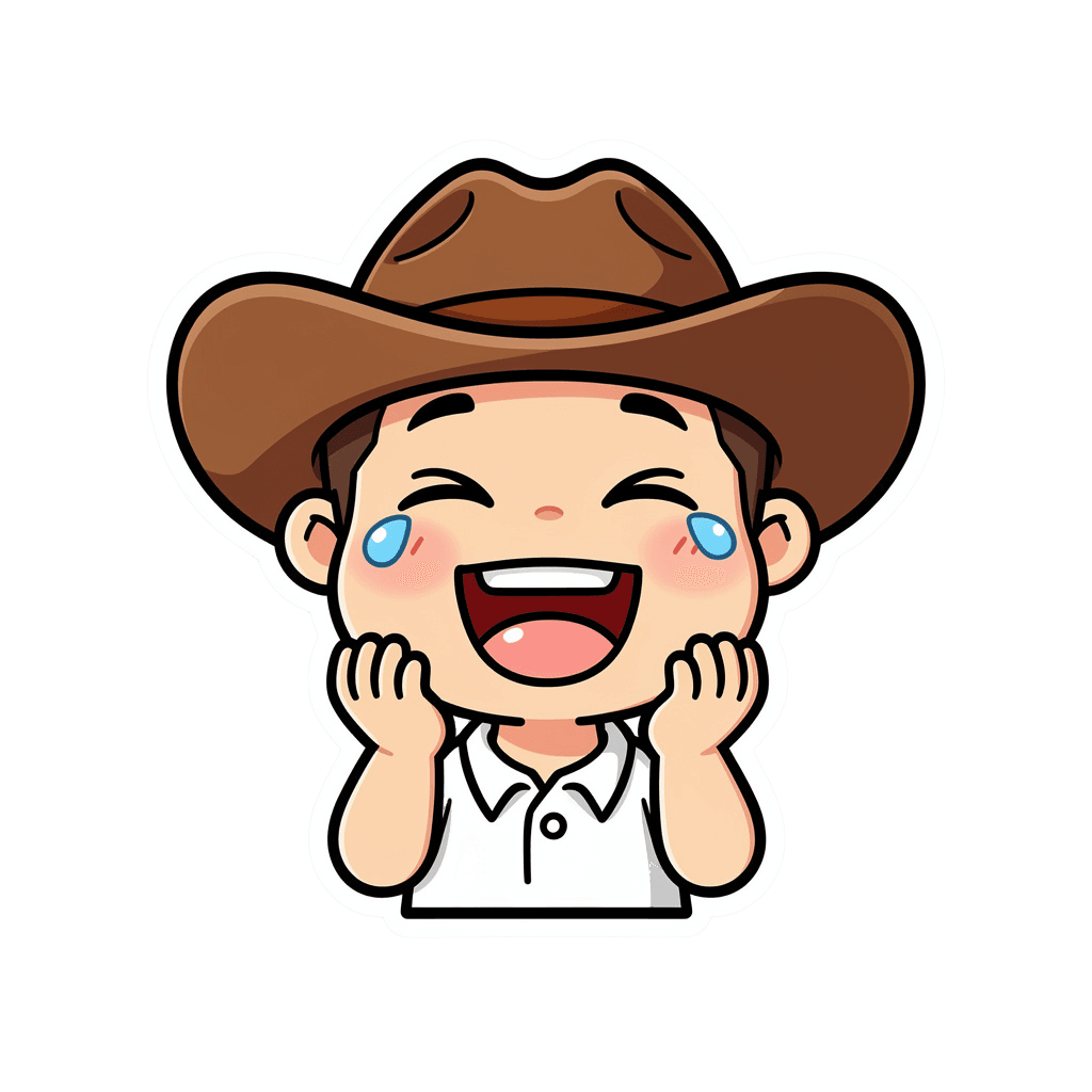 Cowboy — laughing Cowboy Twitch emote — laughing, Sticker style
