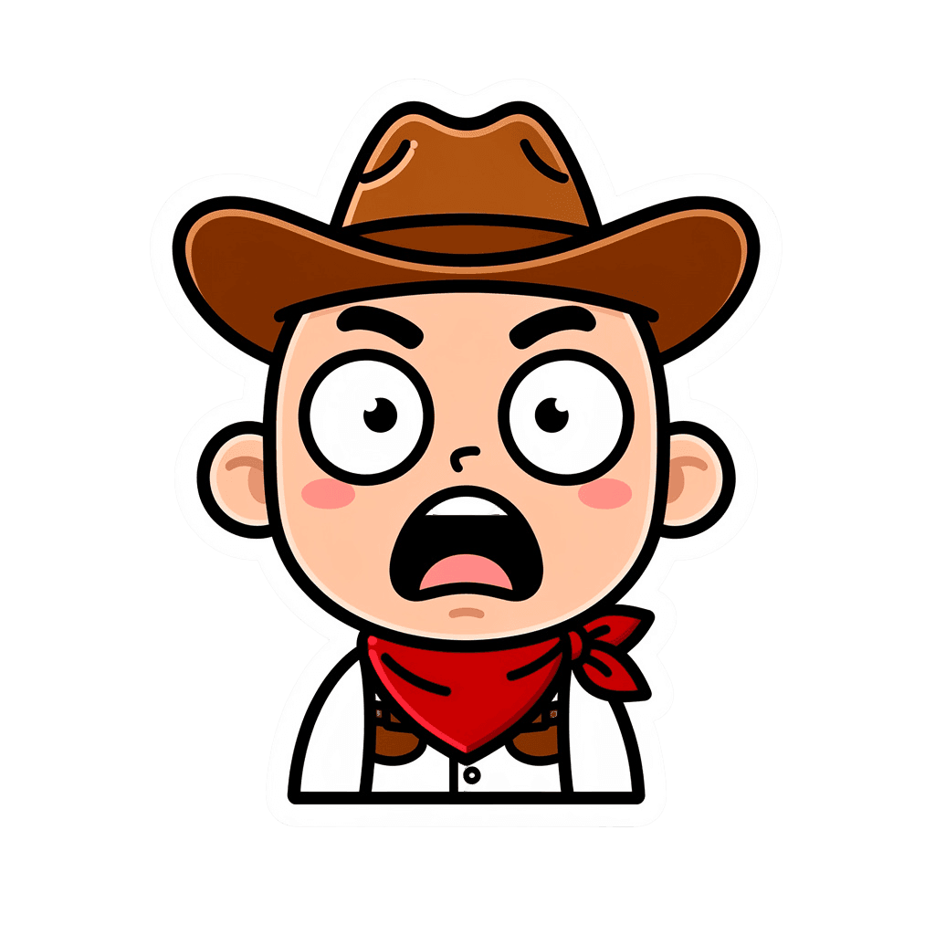 Cowboy — surprised Cowboy Twitch emote — surprised, Sticker style