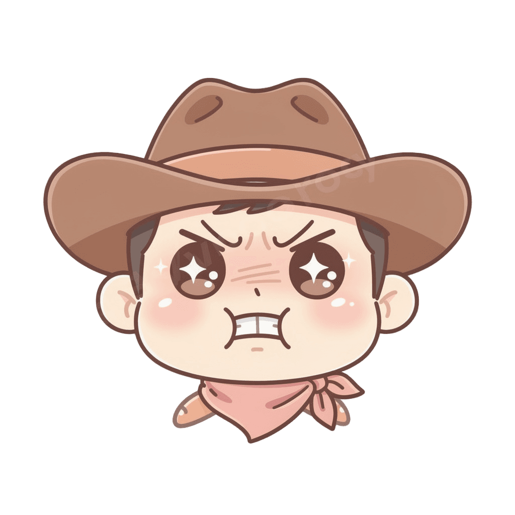 Cowboy — angry Cowboy Twitch emote — angry, Kawaii style