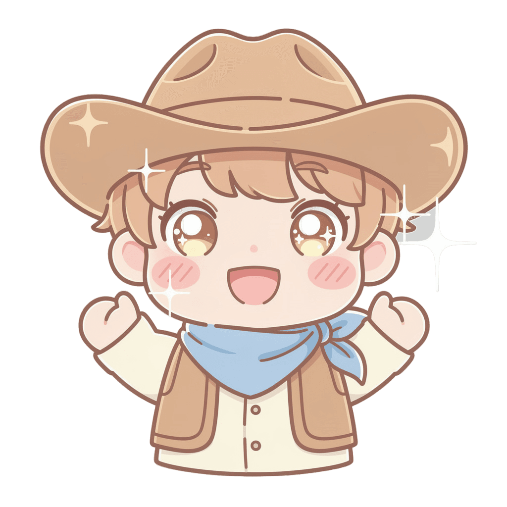 Cowboy — happy Cowboy Twitch emote — happy, Kawaii style