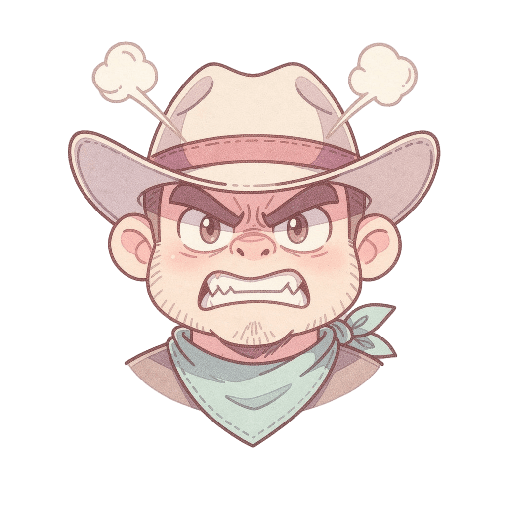 Cowboy — angry Cowboy Twitch emote — angry, Pastel style