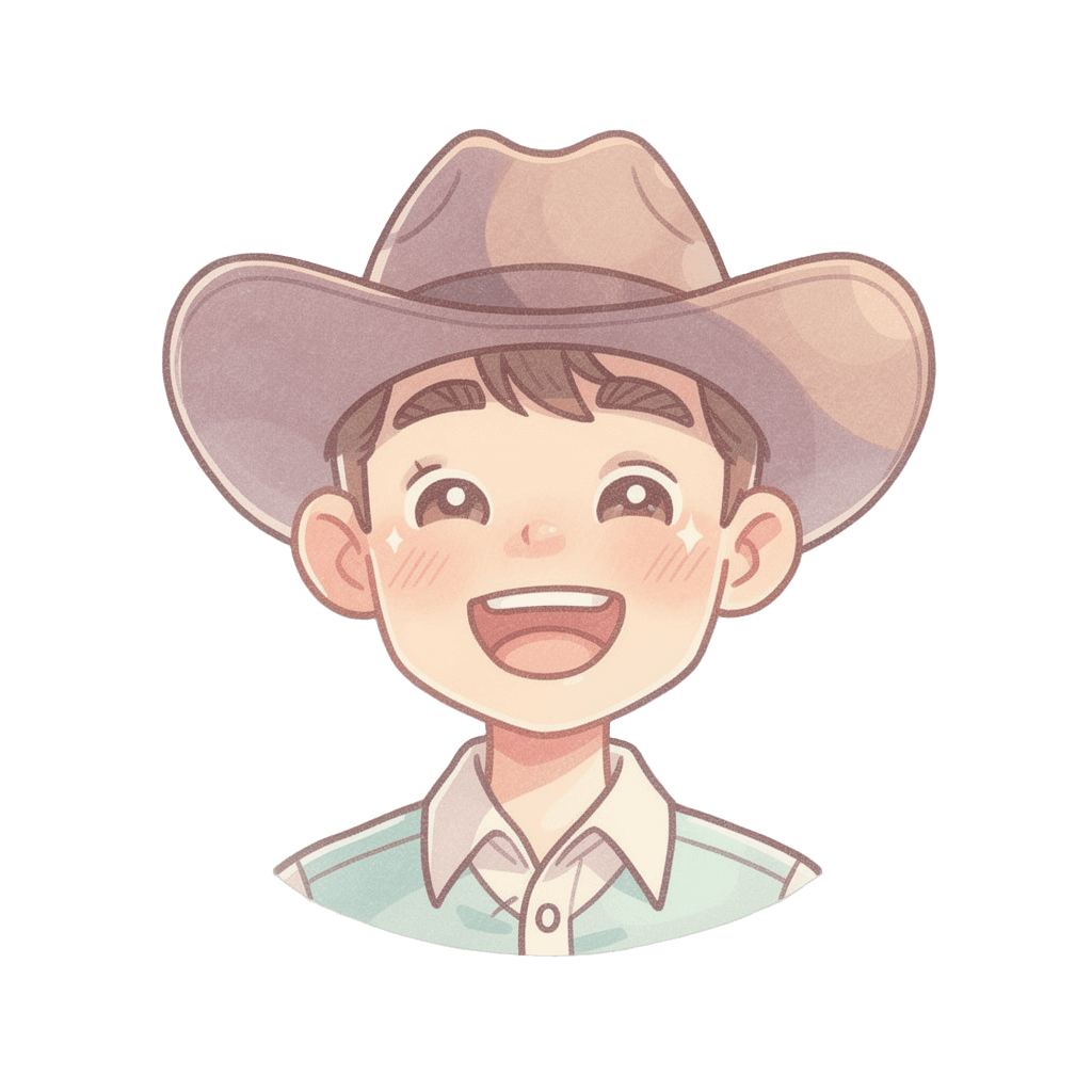 Cowboy — happy Cowboy Twitch emote — happy, Pastel style