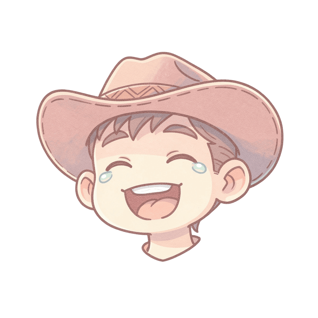 Cowboy — laughing Cowboy Twitch emote — laughing, Pastel style