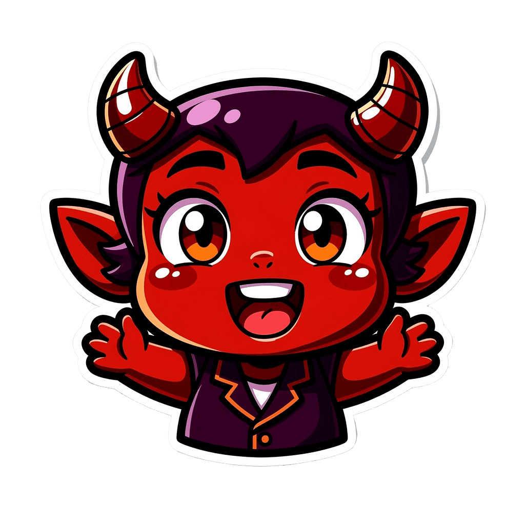 Demon — happy Demon Twitch emote — happy, Cartoon style