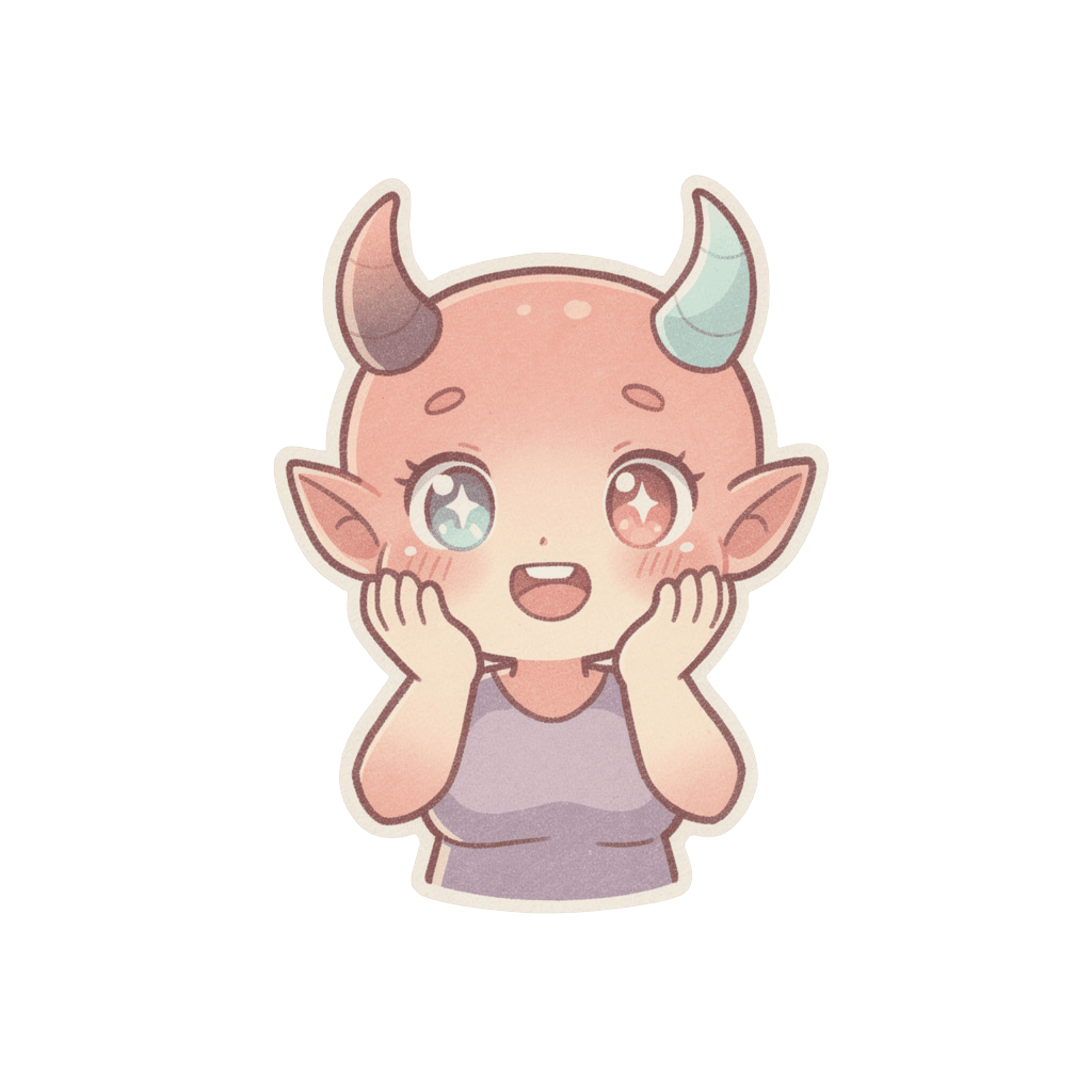 Demon — happy Demon Twitch emote — happy, Pastel style