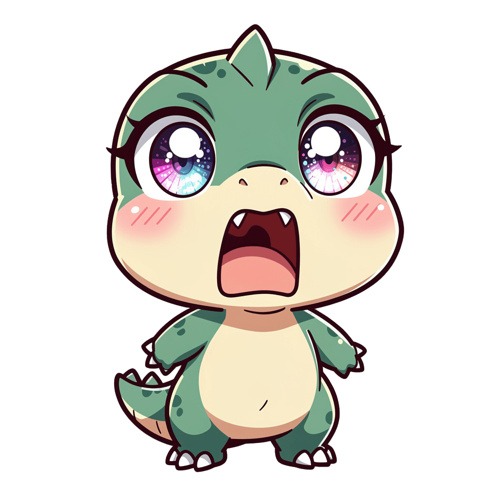 Dinosaur — surprised Dinosaur Twitch emote — surprised, Anime style