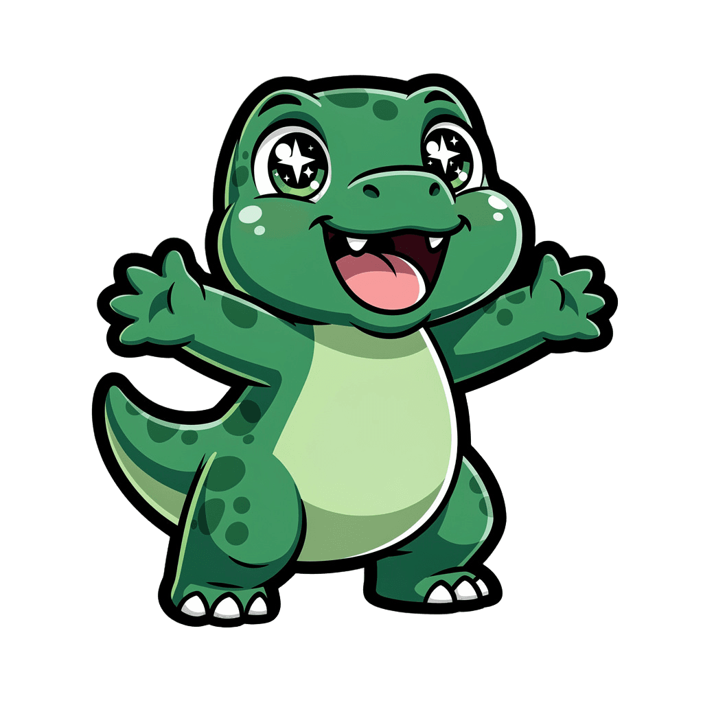 Dinosaur — happy Dinosaur Twitch emote — happy, Cartoon style