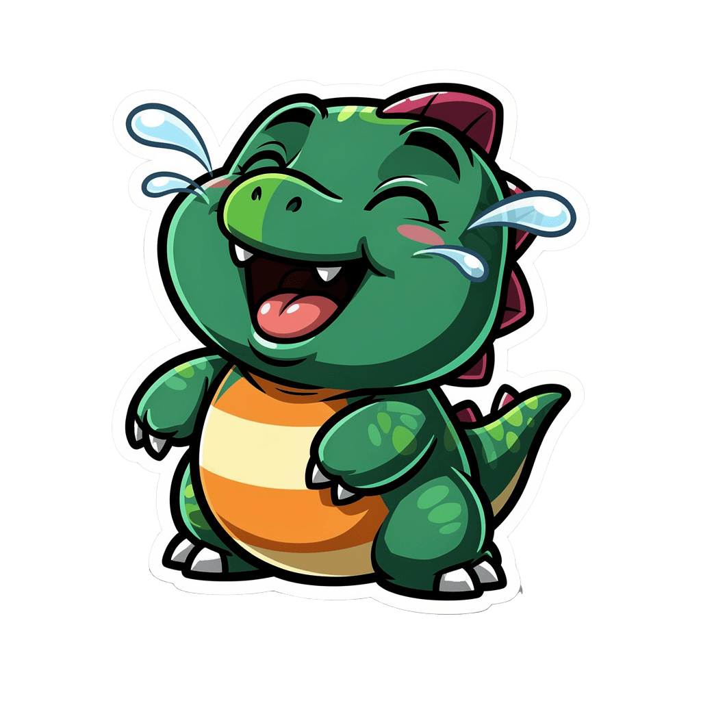 Dinosaur — laughing Dinosaur Twitch emote — laughing, Cartoon style
