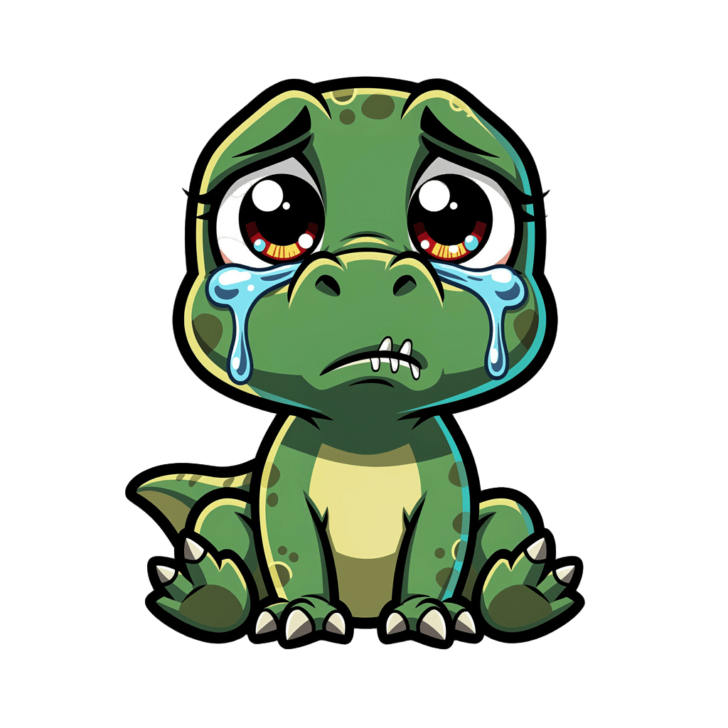 Dinosaur — sad Dinosaur Twitch emote — sad, Cartoon style