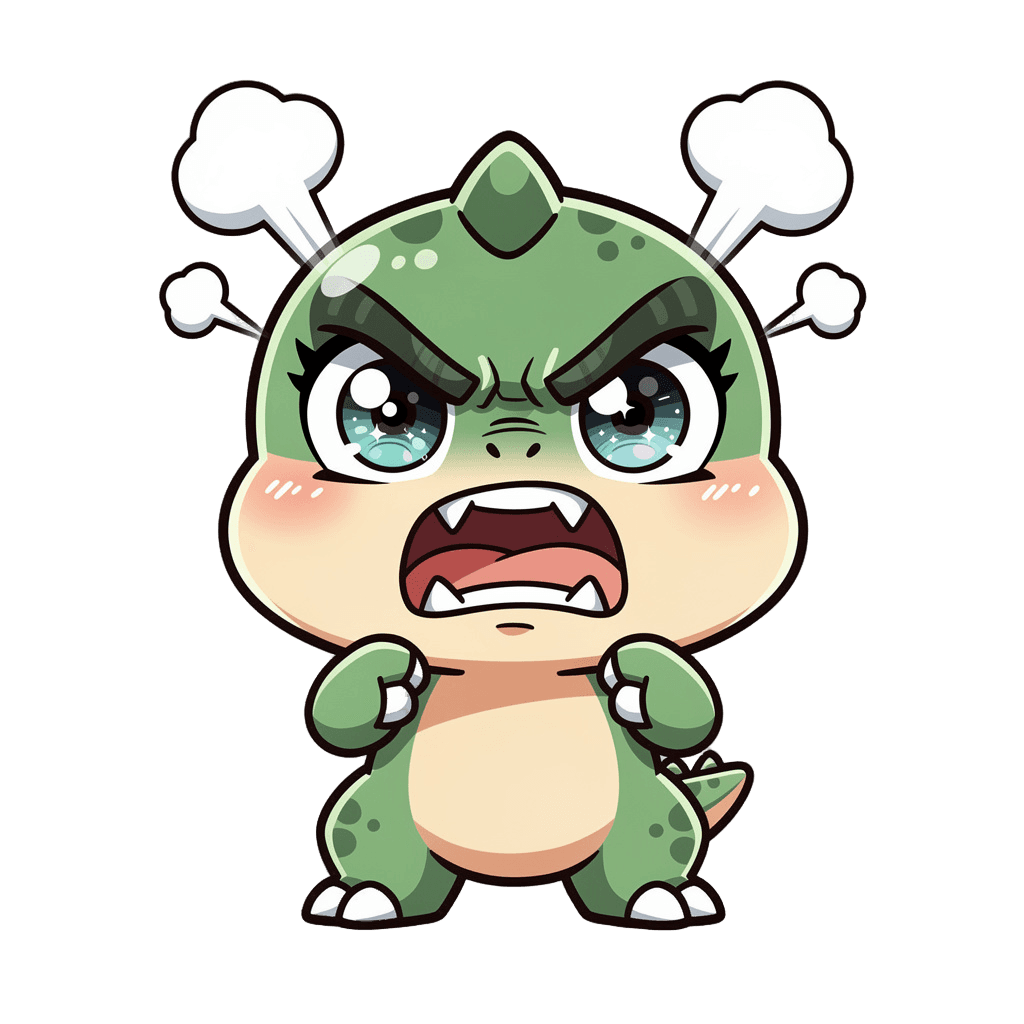 Dinosaur — angry Dinosaur Twitch emote — angry, Chibi style