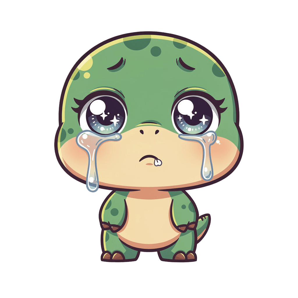 Dinosaur — sad Dinosaur Twitch emote — sad, Chibi style