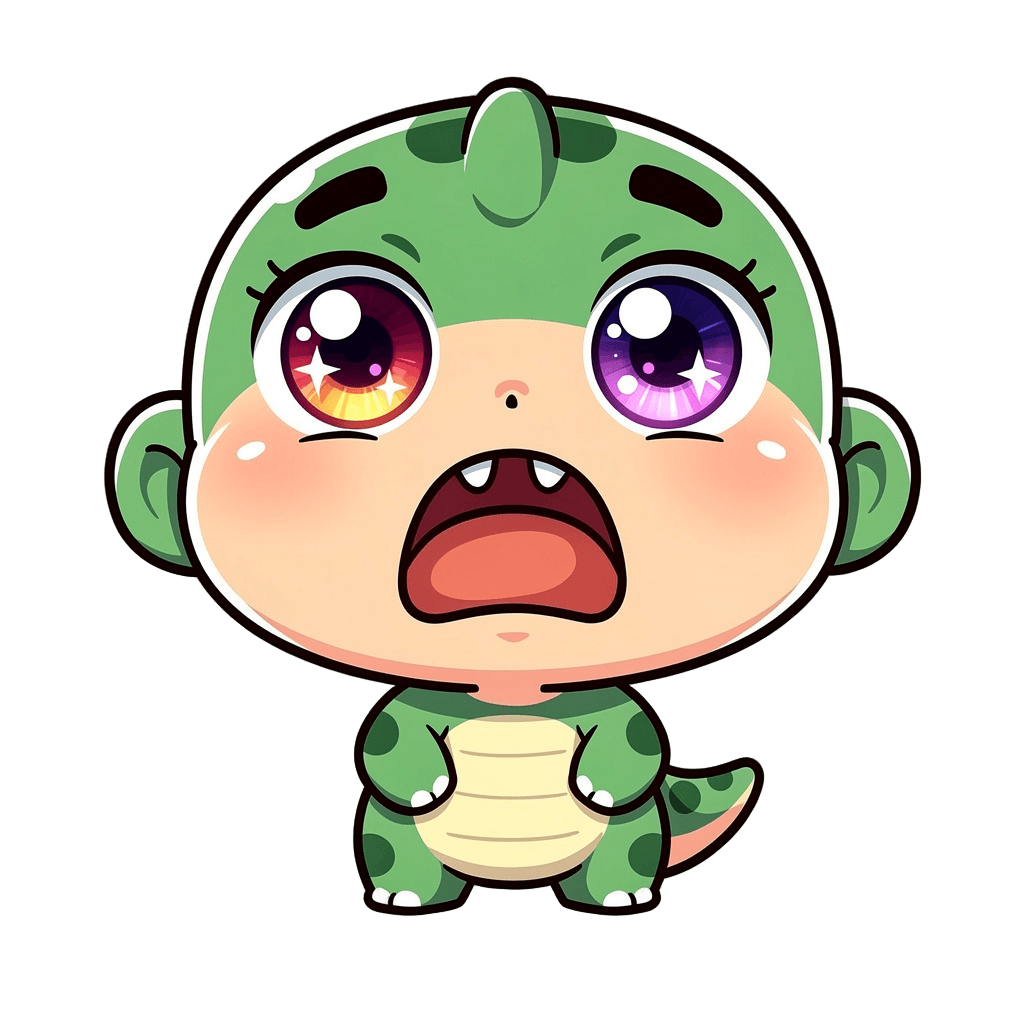 Dinosaur — surprised Dinosaur Twitch emote — surprised, Chibi style