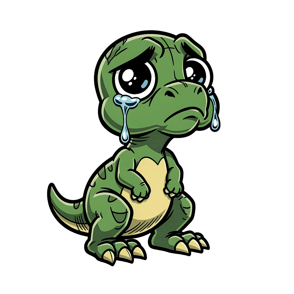 Dinosaur — sad Dinosaur Twitch emote — sad, Comic style