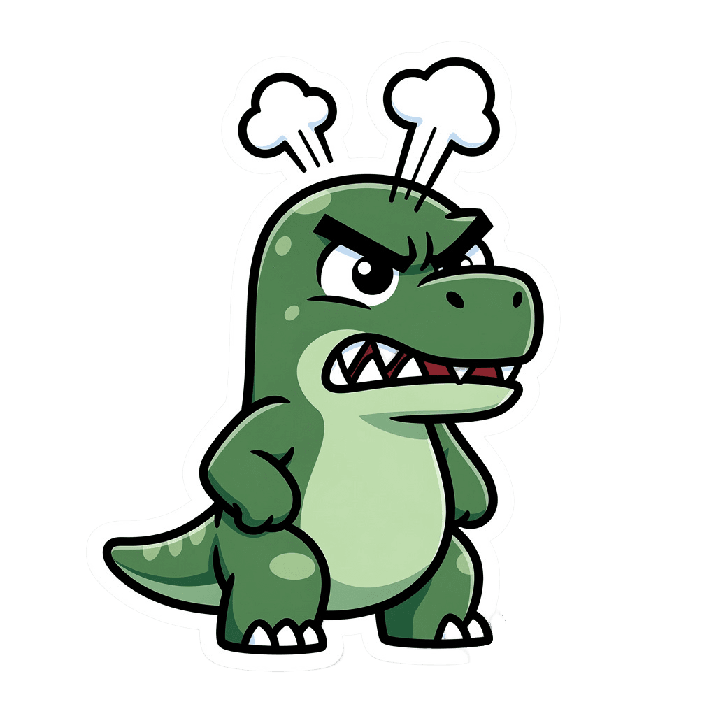 Dinosaur — angry Dinosaur Twitch emote — angry, Sticker style