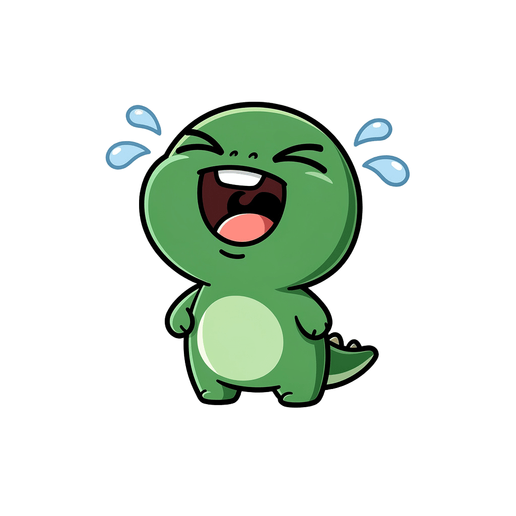 Dinosaur — laughing Dinosaur Twitch emote — laughing, Sticker style