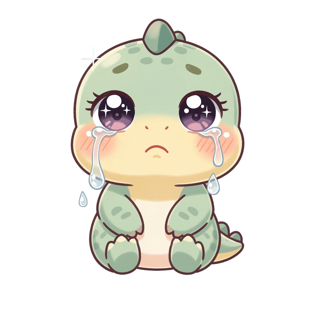Dinosaur — sad Dinosaur Twitch emote — sad, Kawaii style
