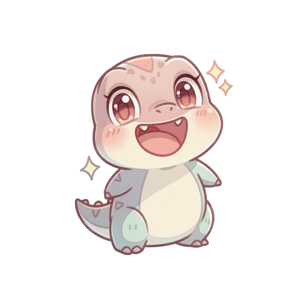 Dinosaur — happy Dinosaur Twitch emote — happy, Pastel style