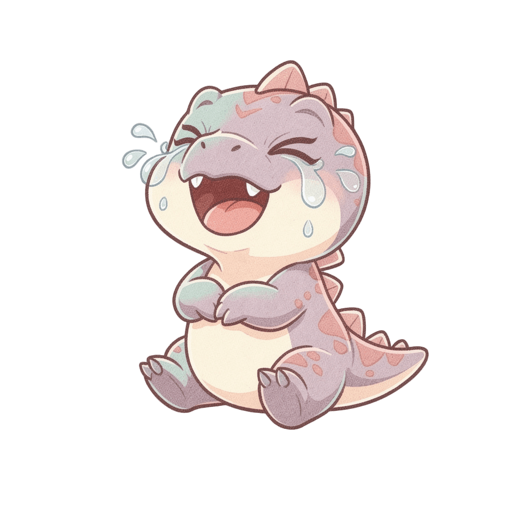 Dinosaur — laughing Dinosaur Twitch emote — laughing, Pastel style