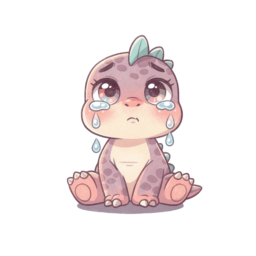 Dinosaur — sad Dinosaur Twitch emote — sad, Pastel style