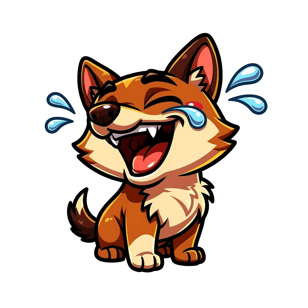 Dog — laughing Dog Twitch emote — laughing, Cartoon style