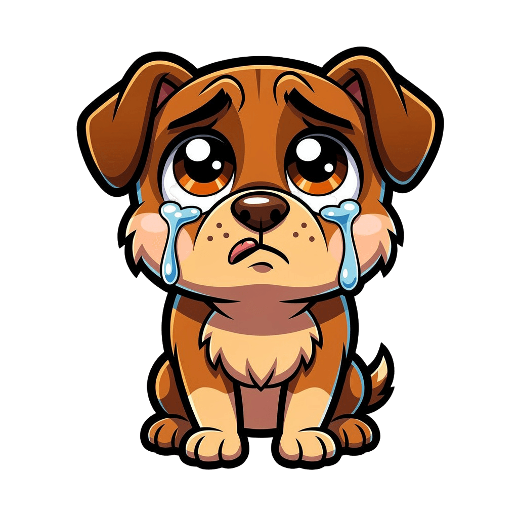 Dog — sad Dog Twitch emote — sad, Cartoon style