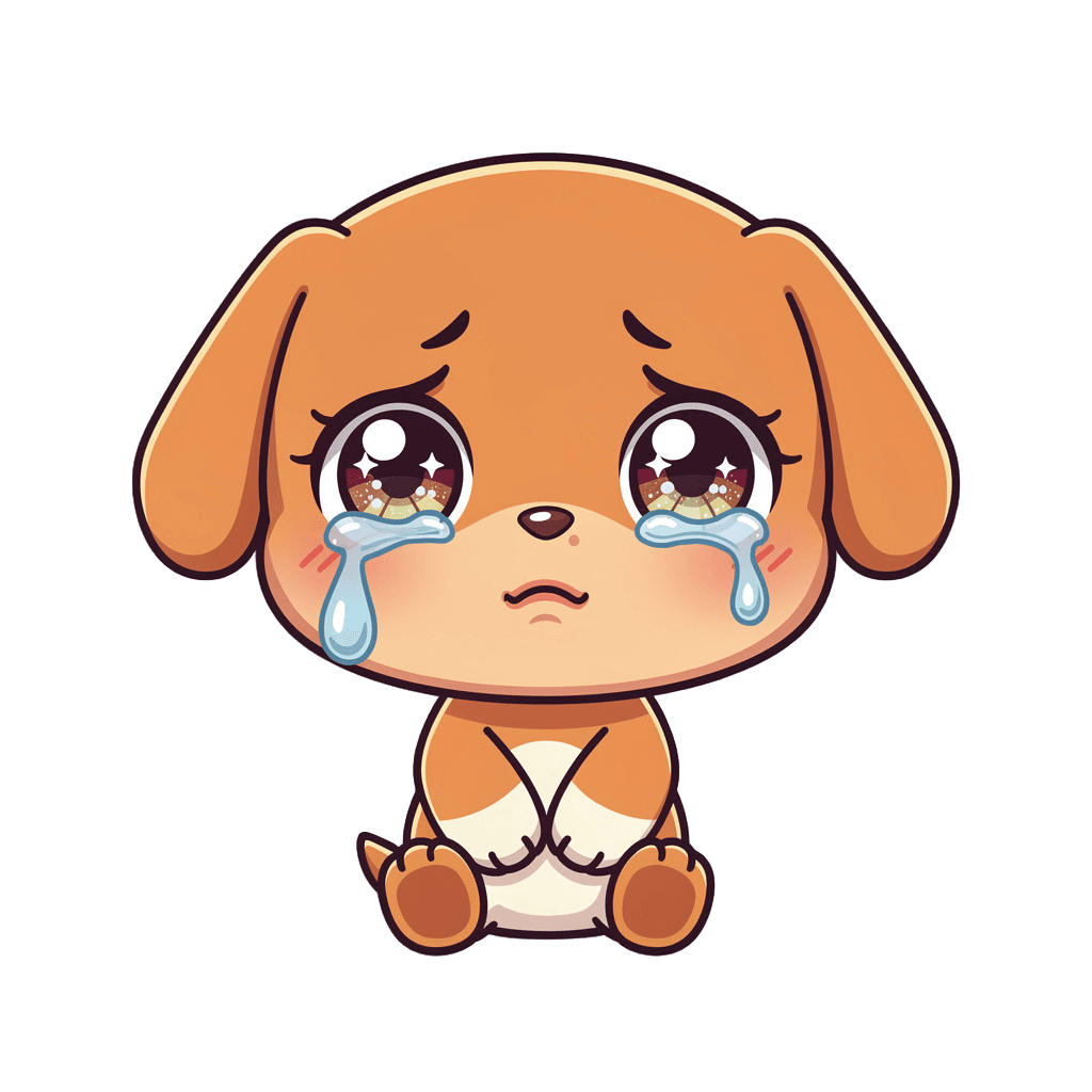 Dog — sad Dog Twitch emote — sad, Chibi style