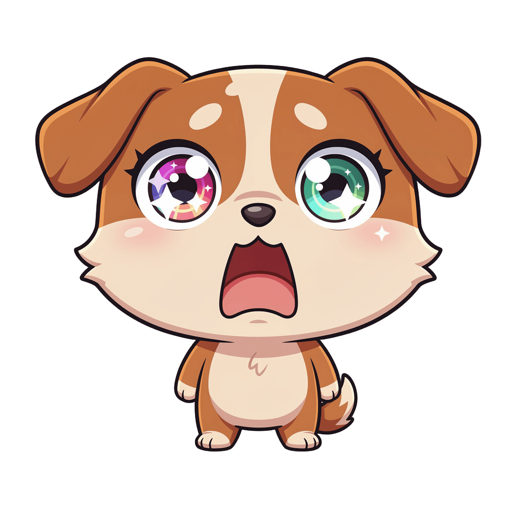 Dog — surprised Dog Twitch emote — surprised, Chibi style