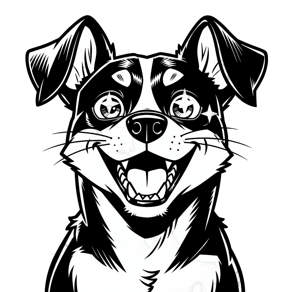 Dog — happy Dog Twitch emote — happy, Comic style