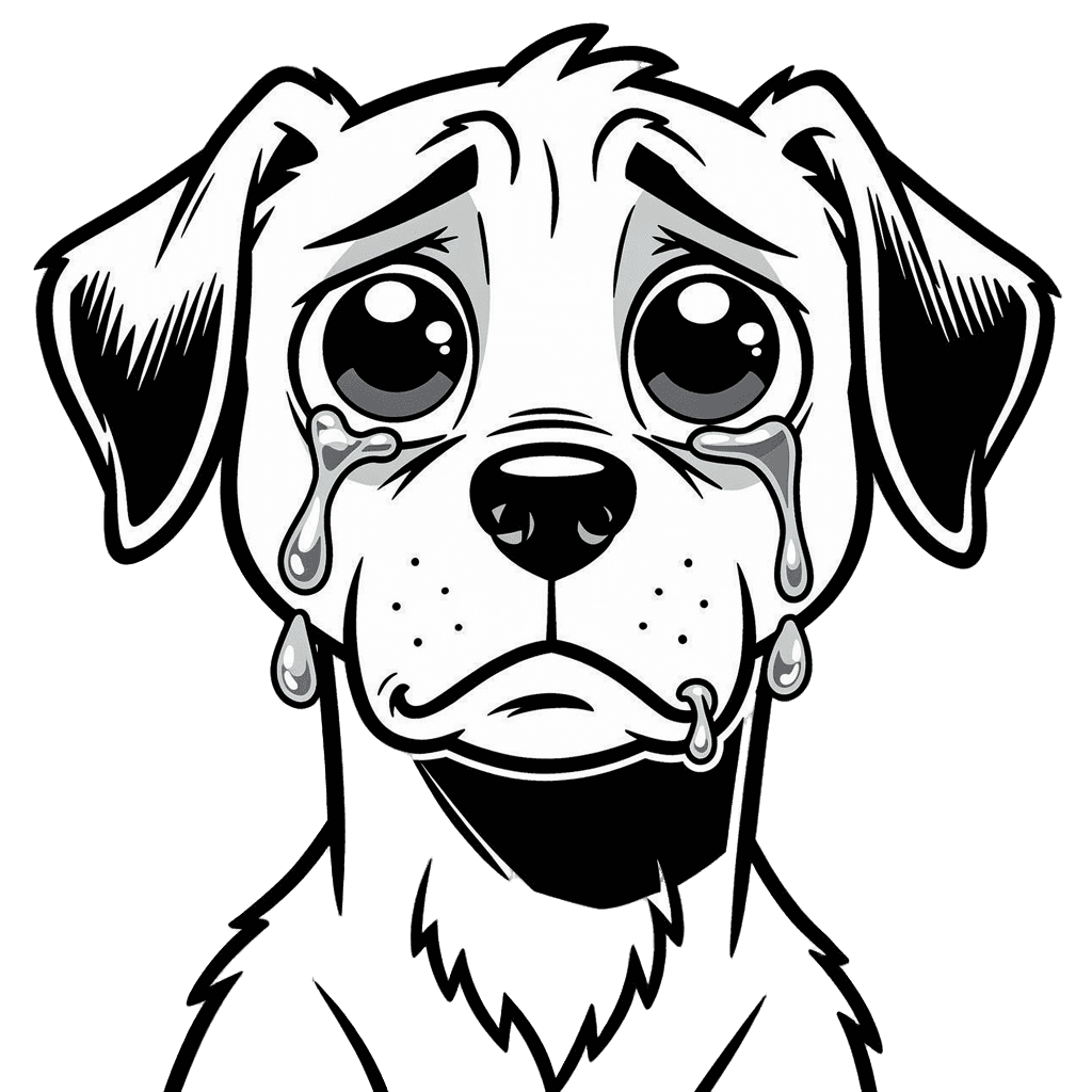 Dog — sad Dog Twitch emote — sad, Comic style