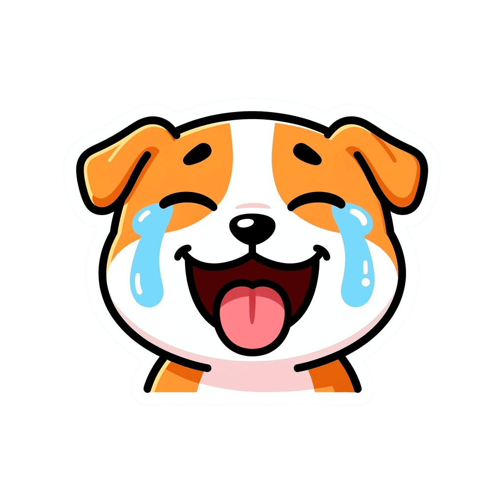 Dog — laughing Dog Twitch emote — laughing, Sticker style