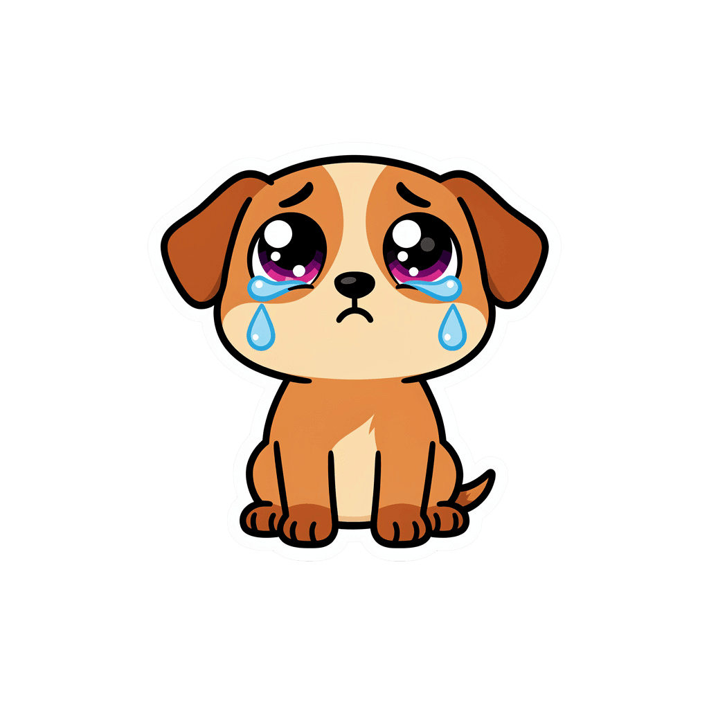 Dog — sad Dog Twitch emote — sad, Sticker style