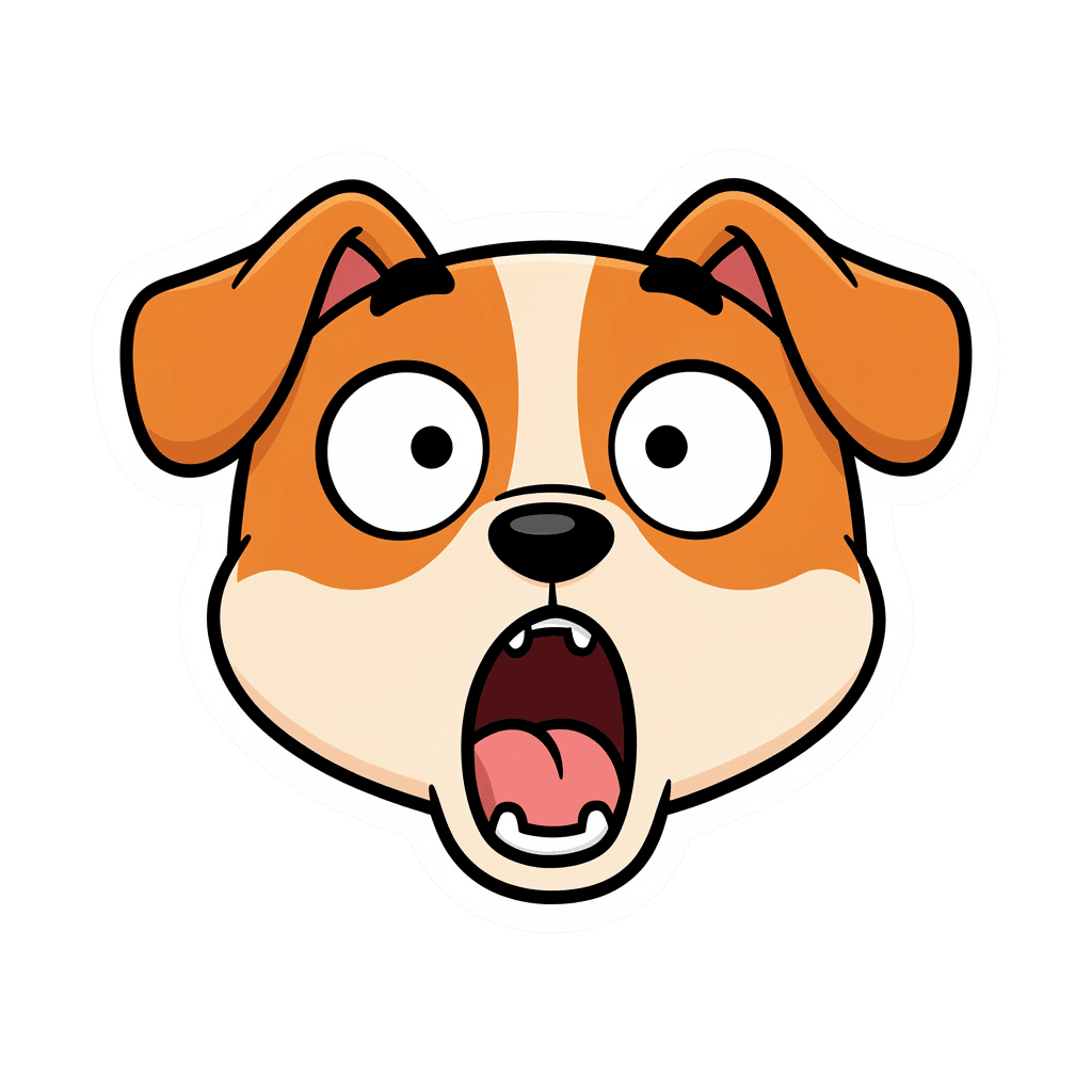 Dog — surprised Dog Twitch emote — surprised, Sticker style