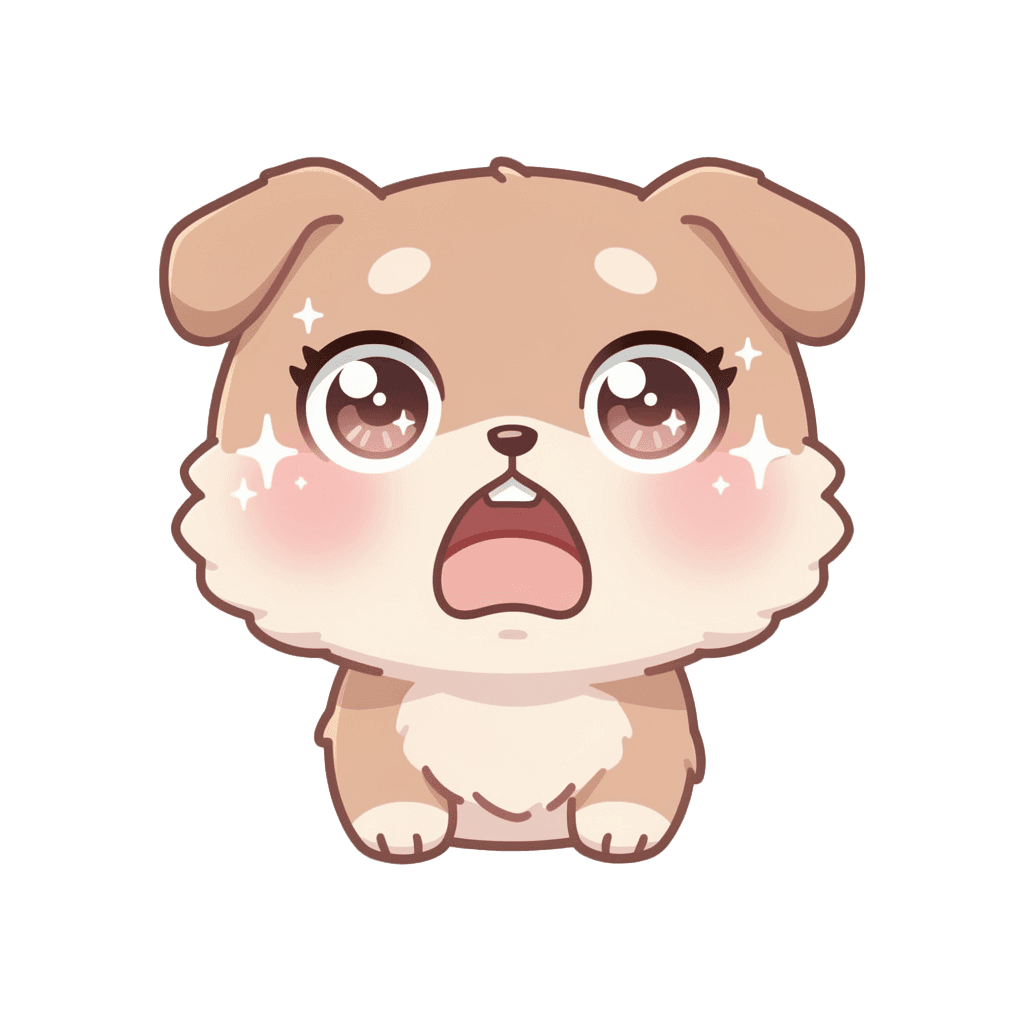 Dog — surprised Dog Twitch emote — surprised, Kawaii style