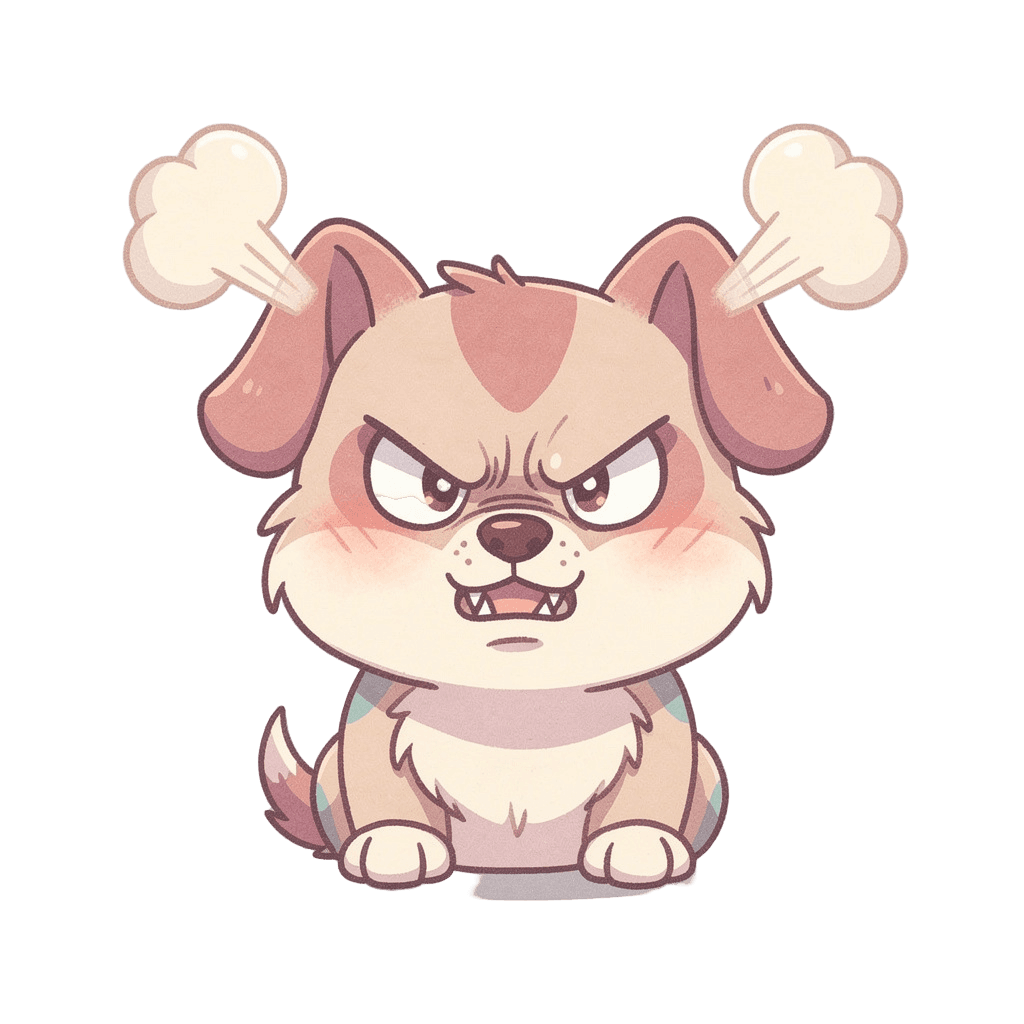 Dog — angry Dog Twitch emote — angry, Pastel style