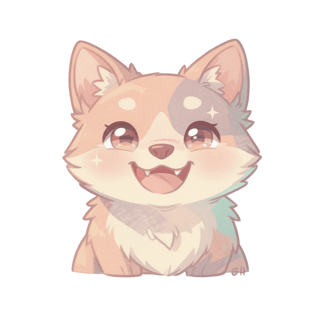 Dog — happy Dog Twitch emote — happy, Pastel style